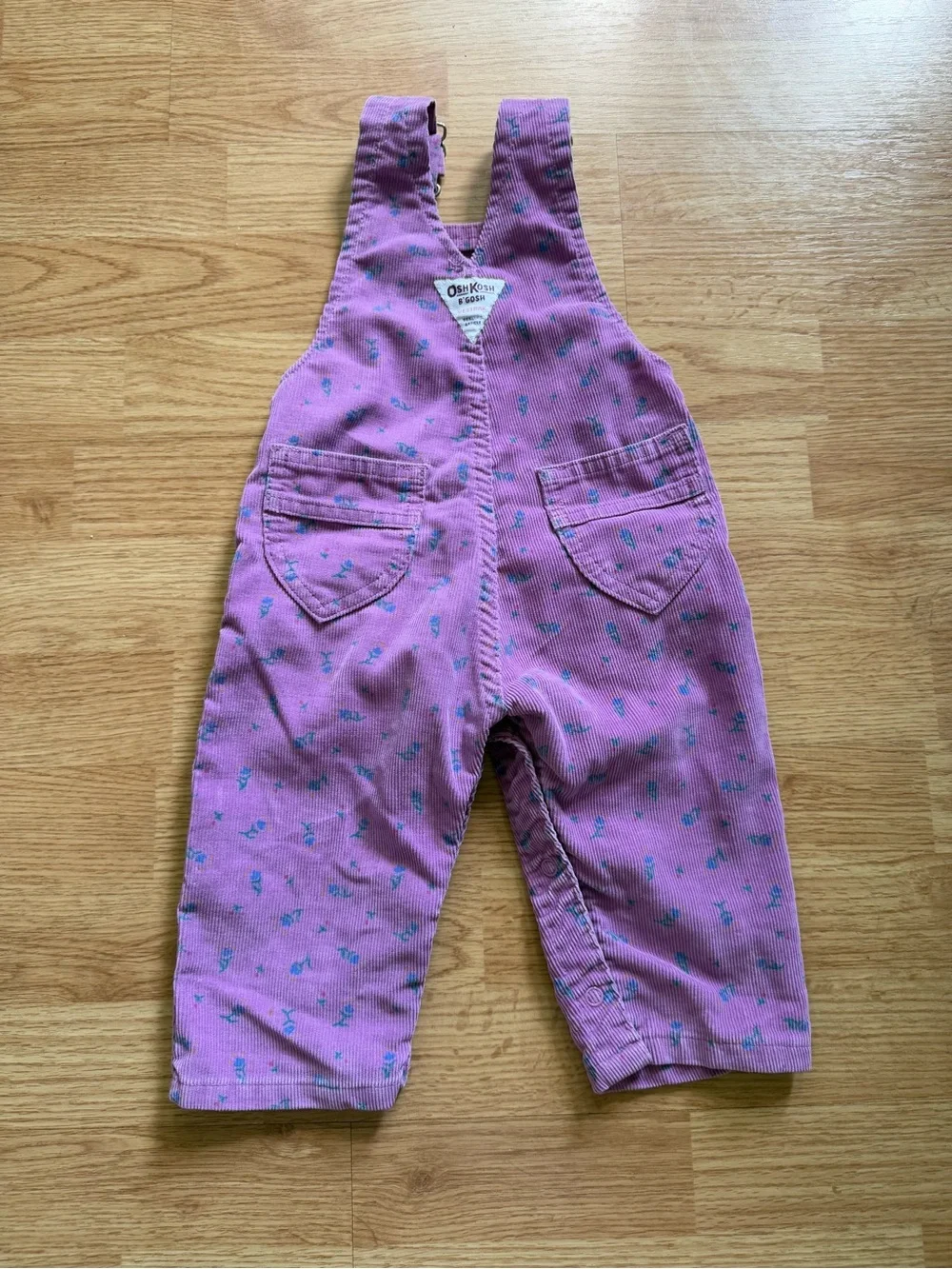 Vintage 90s OshKosh B'Gosh Purple Floral Corduroy Overalls – 12 Months